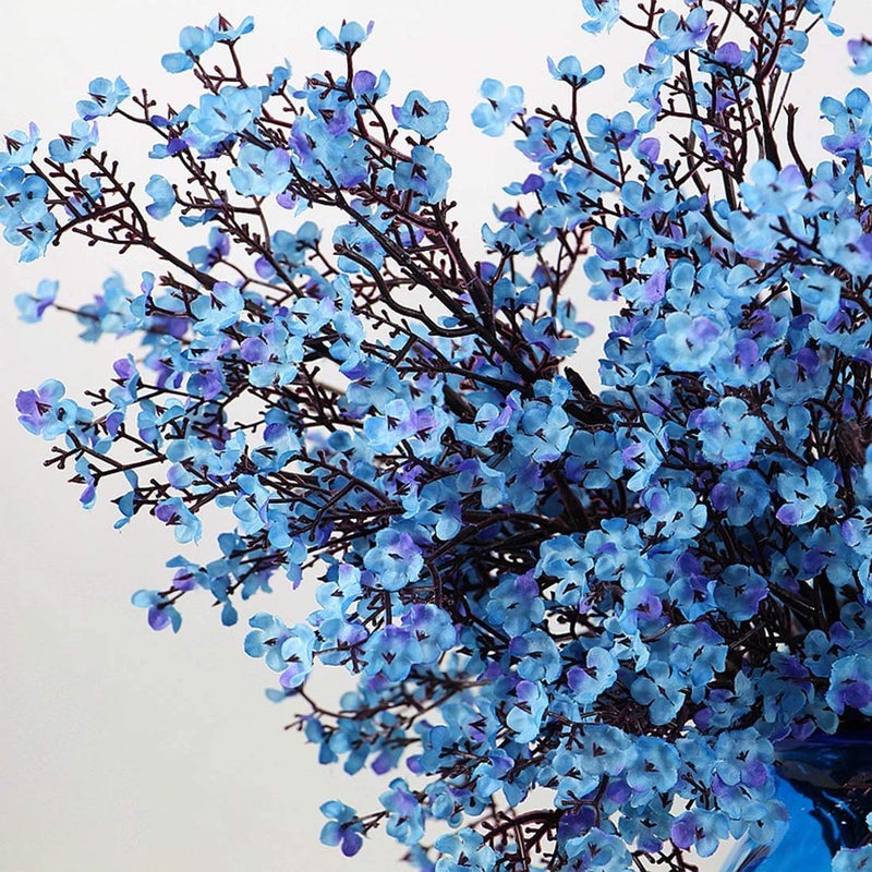 JAKY Global JAKY-Global Babys Breath Fabric Cloth Artificial Flowers 6 Bundle European Fake Silk Plants Decor Wedding Party Decoration Bouquets Real Touch DIY Home Garden(Blue) - Image 3